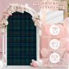 6.6FT Wedding Arch Backdrop Cover Tartan Seamless Blue Black Green Red Gold Plaid Spandex Fitted Fabric Round Top Stretchy Stand Covers for Baby Shower Birthday Party Decoration view 3