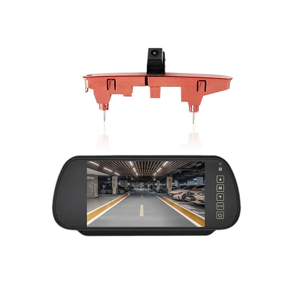 7-inch Car Rearview Mirror Display Screen with Brake Light Reverse Camera Compatible with Citroen Berlingo Peugeot Partner II 2008-2016(Without Bracket)