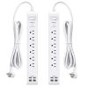 2 Pack Power Strip, 12FT Long Extension Cord, Surge Protector with 6 Outlets and 4 USB Ports (2 USB C), Flat Plug Overload Protection, Extension Cord 10+ ft, Wall Mount for Home Office Dorm College view 1