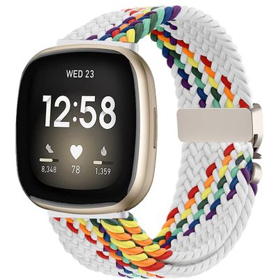 Issinlky Nylon Braided band Compatible with Fitbit Versa 3/Versa 4, Elastic Band for Fitbit Sense 2/Sense