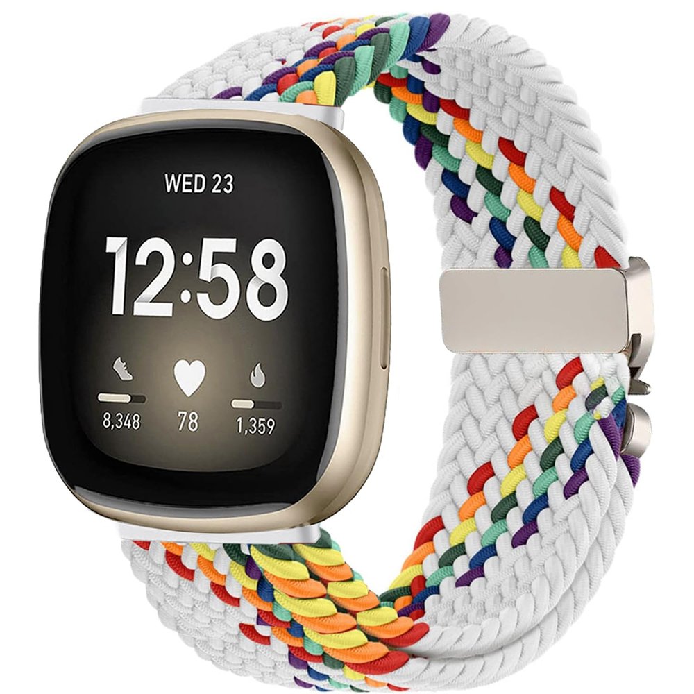 Issinlky Nylon Braided band Compatible with Fitbit Versa 3/Versa 4, Elastic Band for Fitbit Sense 2/Sense