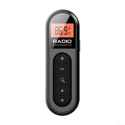 Personal Portable Mini Radio, Compact FM Radio with Backlight LCD Display, Rechargeable Pocket Radio for Outdoor Walking Jogging(Black)
