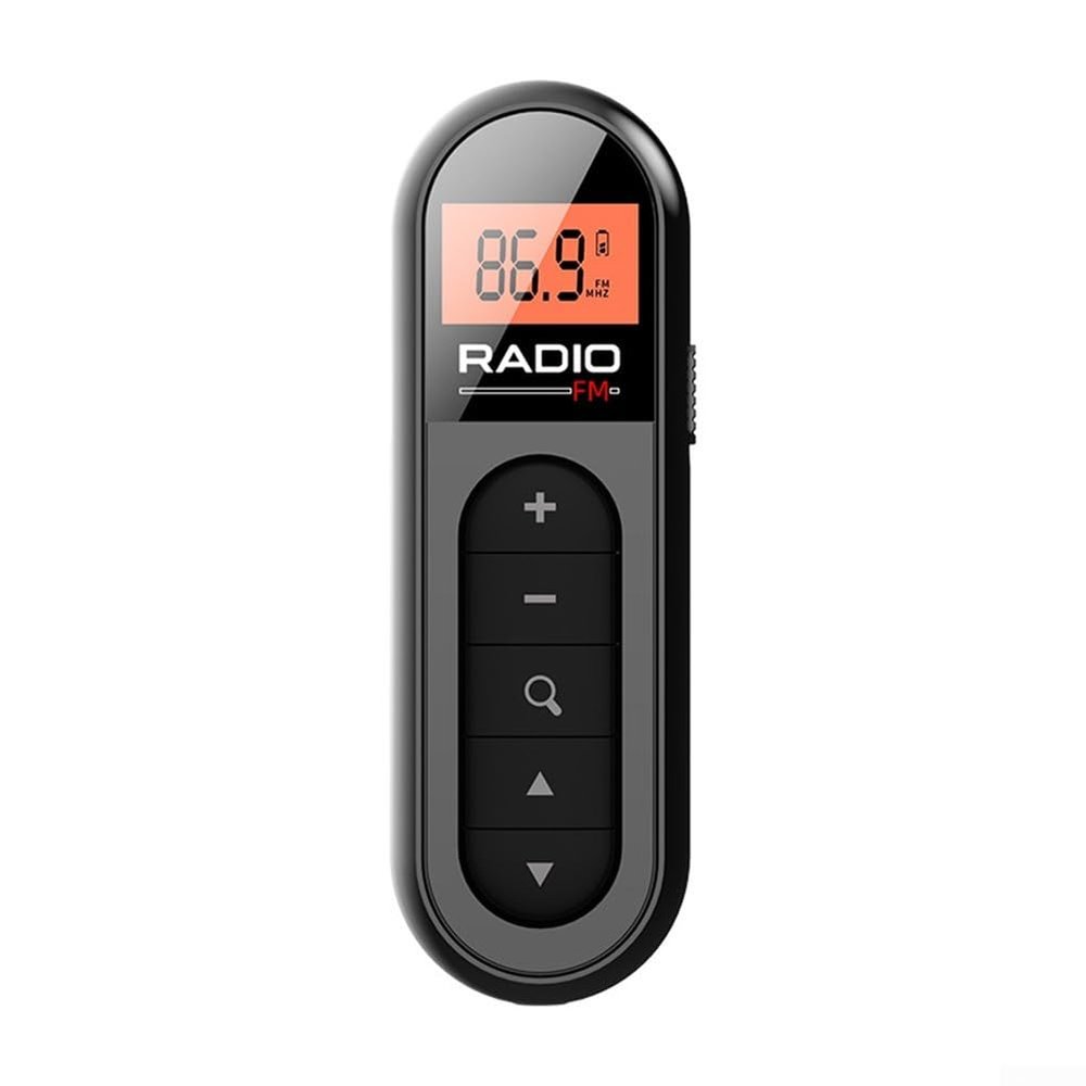 Personal Portable Mini Radio, Compact FM Radio with Backlight LCD Display, Rechargeable Pocket Radio for Outdoor Walking Jogging(Black)