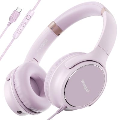 USB C Wired Over-Ear Headphones with Microphone, Volume Control, Share Port, and Adjustable Headband Foldable Stereo Headset for Adult/Teens for iPhone 16, Samsung, Laptop, Gaming, Travel