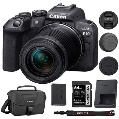 Canon EOS R10 Mirrorless Camera with RF-S 18-150mm Lens Bundle with 64GB SDXC Memory Card + Canon 200ES EOS Shoulder Bag (3 Items)
