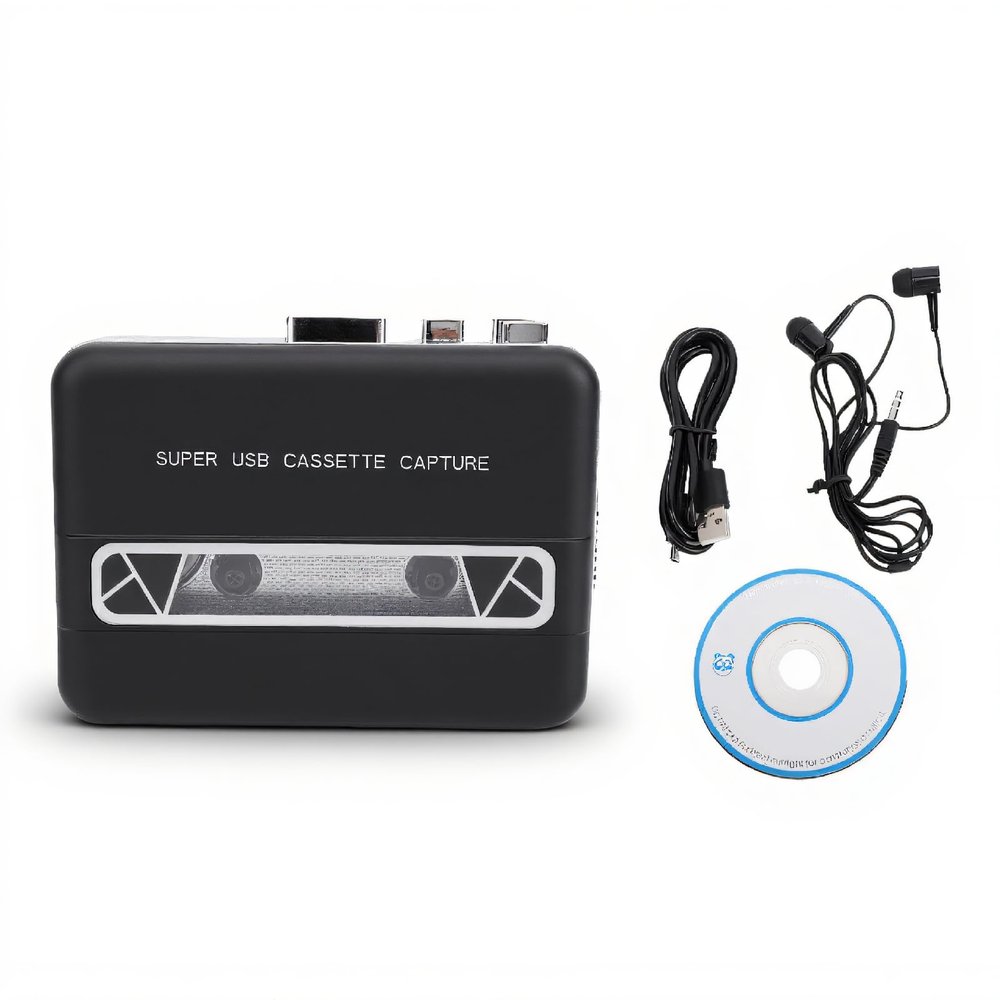 fosa Cassette Tape to MP3 Converter, Cassette to Digital Converter, Portable Cassette Player with Built in Speaker 3.5mm Earphone Jack, for Laptop PC CD Burner