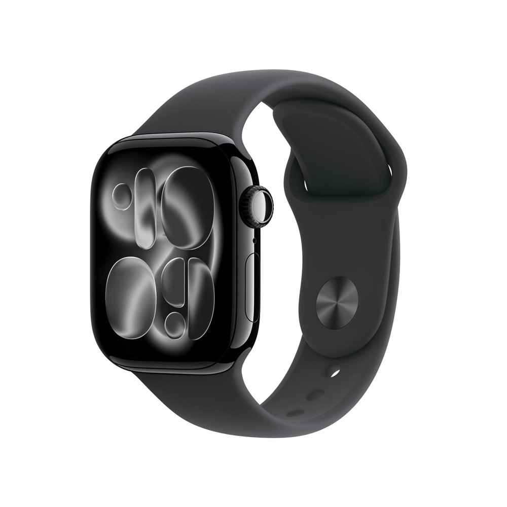 Apple Watch Series 11 [GPS 42mm] Smartwatch with Jet Black Aluminum Case with Black Sport Band - M/L. Sleep Score, Fitness Tracker, Health Monitoring, Always-On Display, Water Resistant