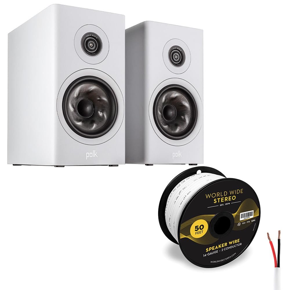 Polk Audio Reserve R200 Bookshelf Speaker Cable Bundle (White)