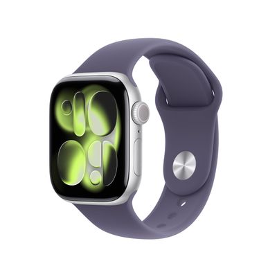 Apple Watch Series 11 [GPS + Cellular 42mm] Smartwatch with Silver Aluminum Case with Purple Fog Sport Band - S/M. Sleep Score, Fitness Tracker, Health Monitoring, Always-On Display, Water Resistant