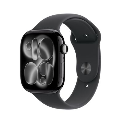 Apple Watch Series 11 [GPS + Cellular 46mm] Smartwatch with Jet Black Aluminum Case with Black Sport Band - M/L. Sleep Score, Fitness Tracker, Health Monitoring, Always-On Display, Water Resistant
