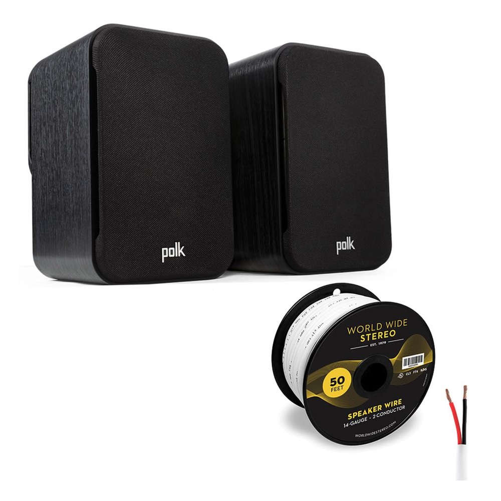 Polk Audio Signature Elite ES10 Surround Speakers Cable Bundle - (Black)