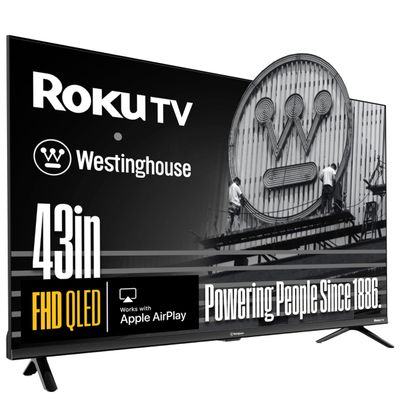 Westinghouse Roku TV - 43 Inch Smart TV, FHD QLED Television w/Dolby Digital+, Wi-Fi & Mobile App Connectivity, Flat Screen, Bluetooth, Compatible w/Apple AirPlay, Alexa, & Google Assistant