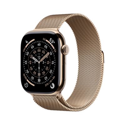 Apple Watch Series 11 [GPS + Cellular 46mm] Smartwatch with Gold Titanium Case with Gold Milanese Loop - M/L. Sleep Score, Fitness Tracker, Health Monitoring, Always-On Display, Water Resistant