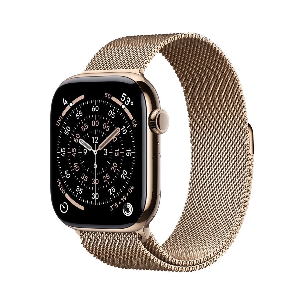 Apple Watch Series 11 [GPS + Cellular 46mm] Smartwatch with Gold Titanium Case with Gold Milanese Loop - M/L. Sleep Score, Fitness Tracker, Health Monitoring, Always-On Display, Water Resistant