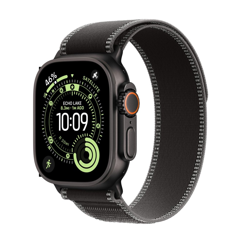 Apple Watch Ultra 3 [GPS + Cellular 49mm] Running & Multisport Smartwatch w/Rugged Titanium Case w/Black/Charcoal Trail Loop - M/L. Satellite Communications, Advanced Health & Fitness Tracking