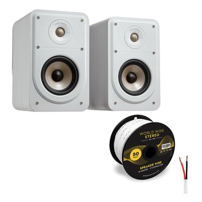 Polk Audio Signature Elite ES15 Bookshelf Speakers Cable Bundle (White)
