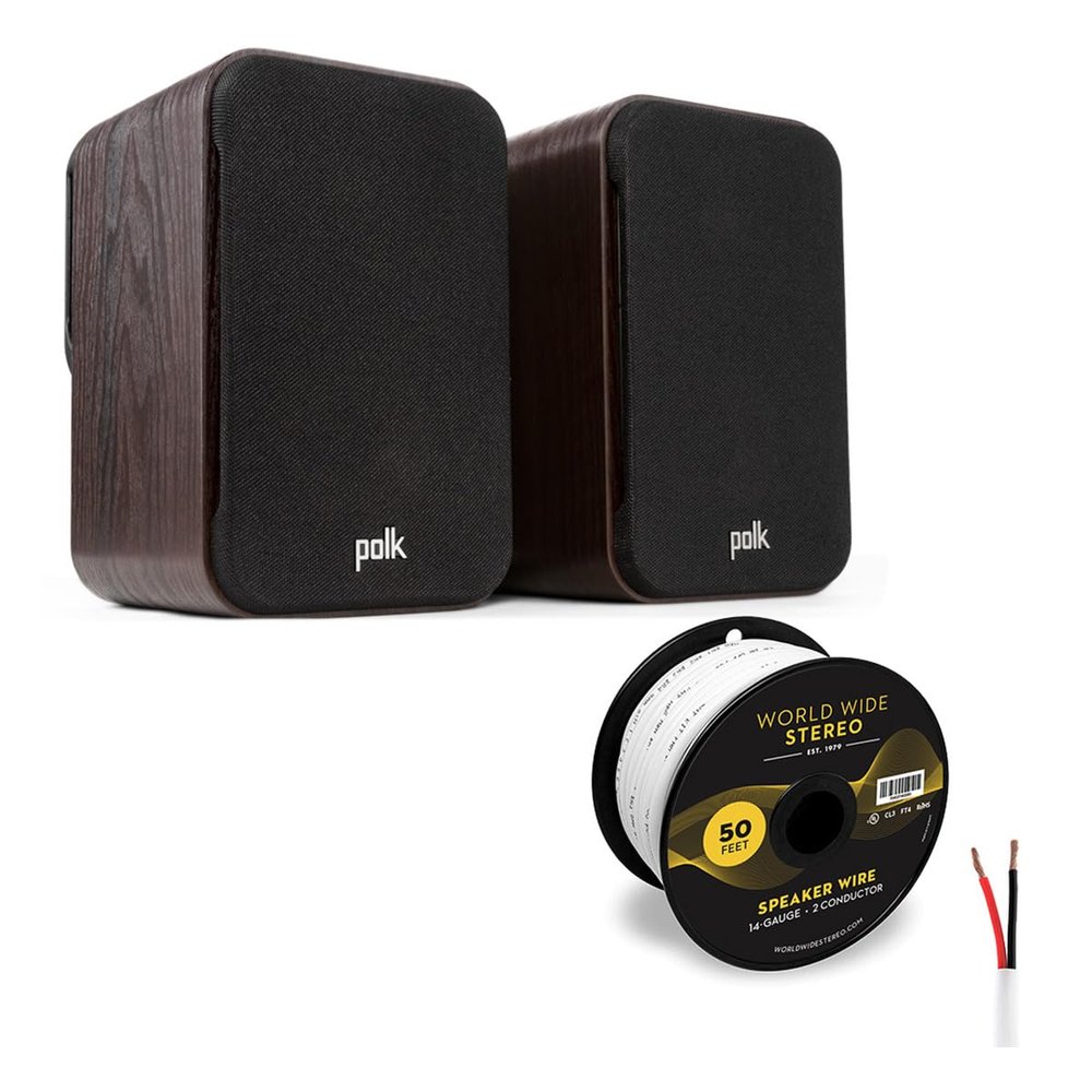 Polk Audio Signature Elite ES10 Surround Speakers Cable Bundle - (Walnut)
