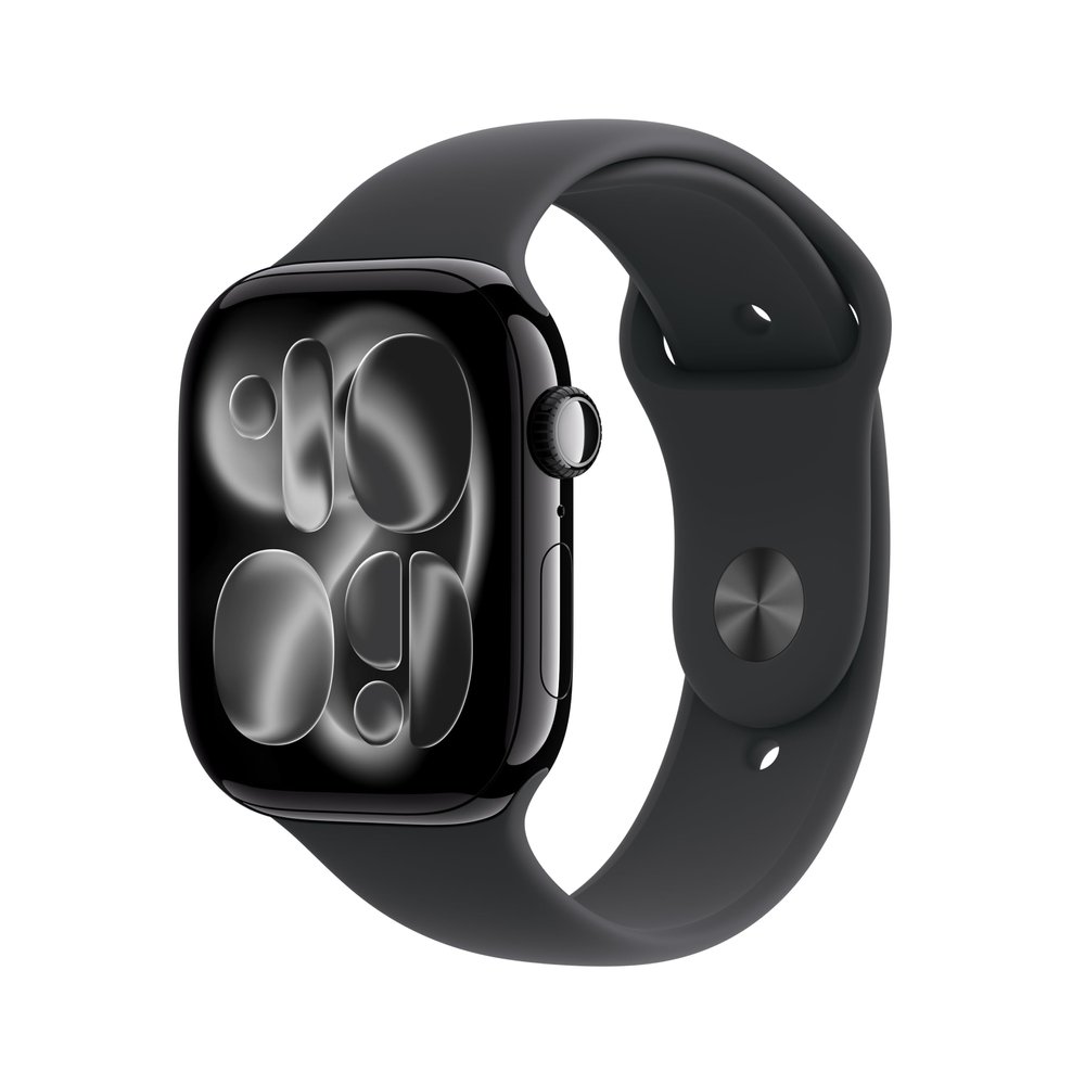 Apple Watch Series 11 [GPS + Cellular 46mm] Smartwatch with Jet Black Aluminum Case with Black Sport Band - S/M. Sleep Score, Fitness Tracker, Health Monitoring, Always-On Display, Water Resistant