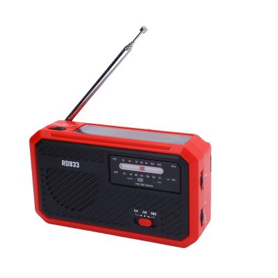 Luocute Hand Crank Solar Radio, Portable Emergency Radio with LED Flashlight, AM FM and SOS Alarm for Camping, Hiking, Night Riding, Daily Carry, Emergency Relief (Red)