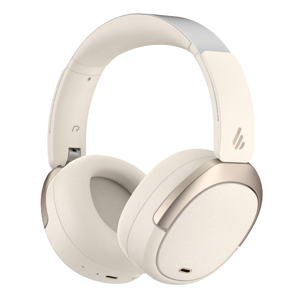 Edifier W80 Over Ear Headphones with -49dB Active Noise Cancelling, LDAC Hi-Res Wired & Wireless, AI Clear Call, Fast Charging, Multipoint Connection, Bluetooth V5.4 - Ivory (Renewed)