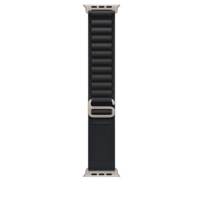 Apple Watch Band - Alpine Loop - 49mm - Black - Large - Natural Titanium Finish