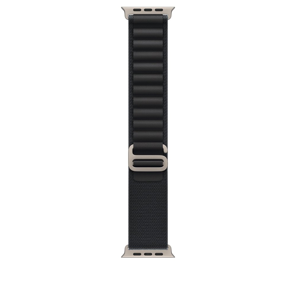 Apple Watch Band - Alpine Loop - 49mm - Black - Large - Natural Titanium Finish