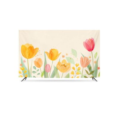 Sunflower Picture TV Cover for Wall Hanging Curved Screen LCD LED Monitor TV Dust Cover Home Accessories Decoration(Size:42IN,Color:C)
