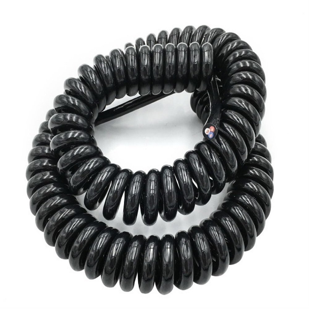 ACFFVBW Coiled Extension Cord, 3 Core Electric Extensible Cable 0.5mm Square 2.5 Meters 7. Black Power Cord Spring(3 Core 20awg,Line Length 2.5meter)