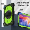 for Xiaomi Redmi Pad 2 11 inch 2025 Shockproof Heavy Duty Case Hybrid Silicone Cover with 360 Rotating Stand, Anti-Scratch Silicone PC Armor Adjustable Shoulder/Wrist Straps(Yellow Green) view 3