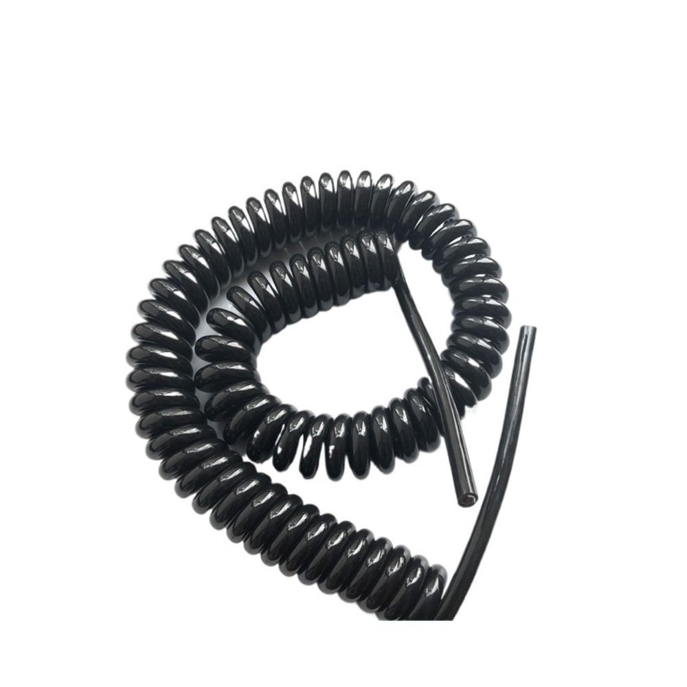 ACFFVBW Coiled Extension Cord, 2 Cores Black 24AWG Spiral Cable Stretchable Telescopic Power Cord 20AWG 17AWG 14AWG Spring Wire(2 Cores 20awg 2.5 Meters Straight)