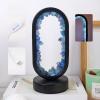 Lumisoul Natural Crystal Raw Stone Oval Ambient Night Light USB Powered Bedside Healing Lamp for Home Decoration (Blue Fluorite (Black Rimmed) view 2