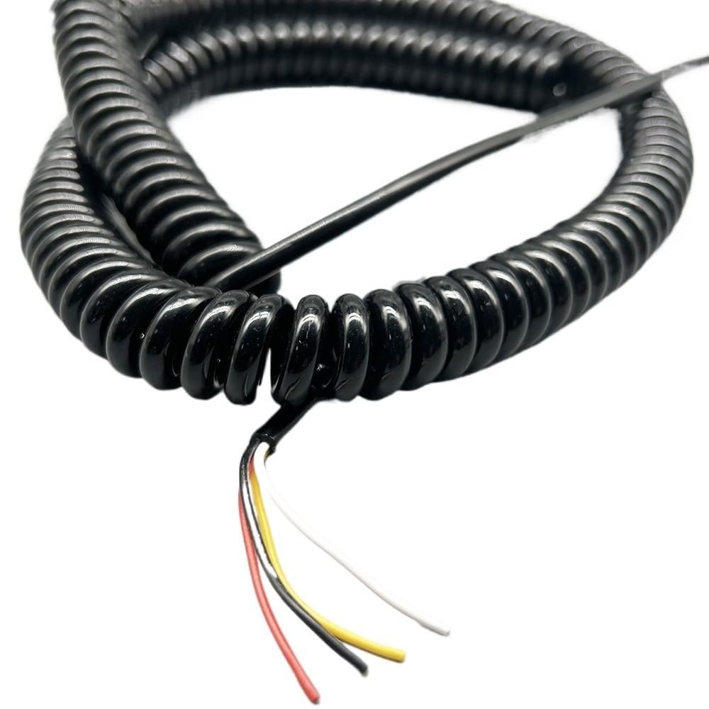ACFFVBW Coiled Extension Cord, 20AWG Black Spiral Cable Spring Cold, Power(Stretch 1.25 Meters)