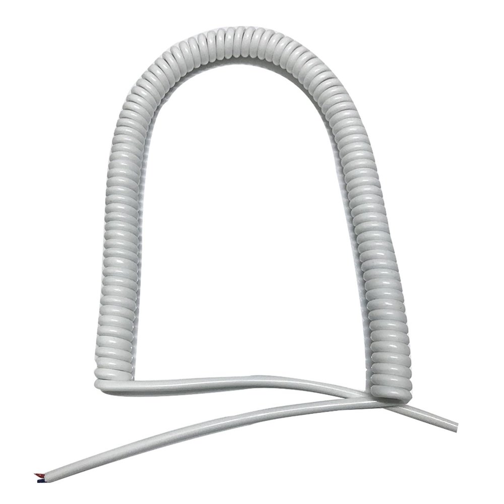 ACFFVBW Coiled Extension Cord, White 2 Core Spiral Power 0.75mm Square Electrical Telescopic Copper Spring Cable(Undraw 3.75 Meter)