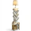 62" Tall Tree bookshelf cabinet with Light, Oval Fabric Lightshade (Gold) view 1