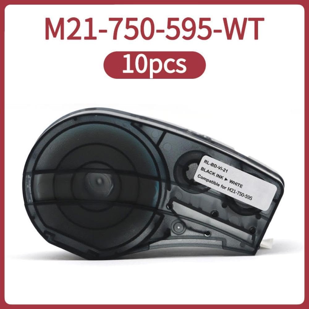 1PK to 10PK M21 750 595 Label Tape Compatible with BMP21-PLUS BMP21-LAB BMP21 Printers M21-750-595-WT Size(M21-750-595 10pcs)