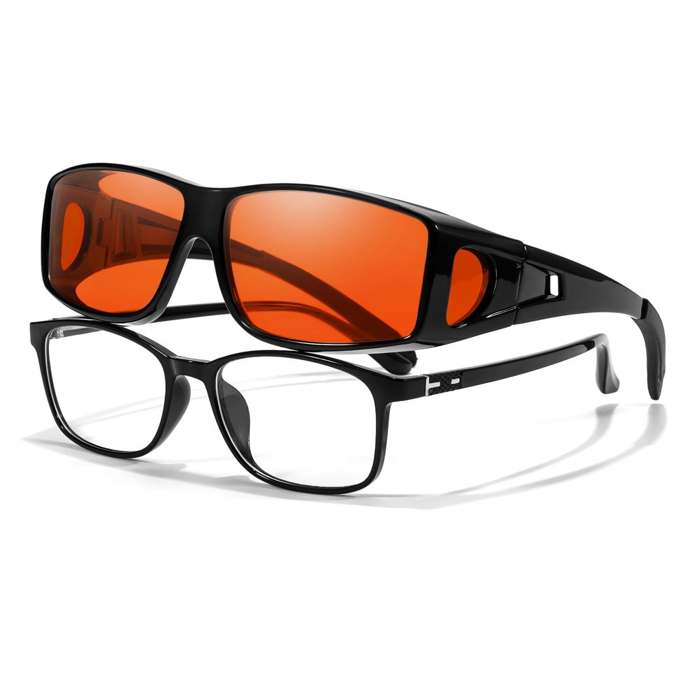 LVIOE 99% Blue Light Blocking Glasses Orange Tinted Lens for Good Sleep Fit Over Glasses UV Protection