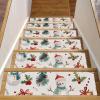 15 Pcs Carpet Stair Treads Merry Christmas Snowman Safety Stair Treads for Wooden Steps Indoor Surface Polyester TPE Backing Stairway Runner Rugs Nonslip Step Mat for Kids Dogs view 1