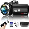 Video Camera 4K Night Vision Camcorder Digital, 48MP Vlogging Camera for YouTube, 18X Digital Zoom Camera Recorder 3" IPS Touchscreen with 32GB SD Card, Remote, 2 Batteries view 1