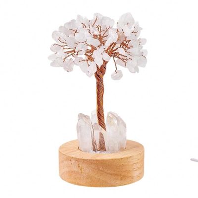 Lumisoul Natural Crystal Money Tree Night Light with Clear Quartz Point DIY Healing Lamp for Bedside and Home Dcor (Clear Quartz)