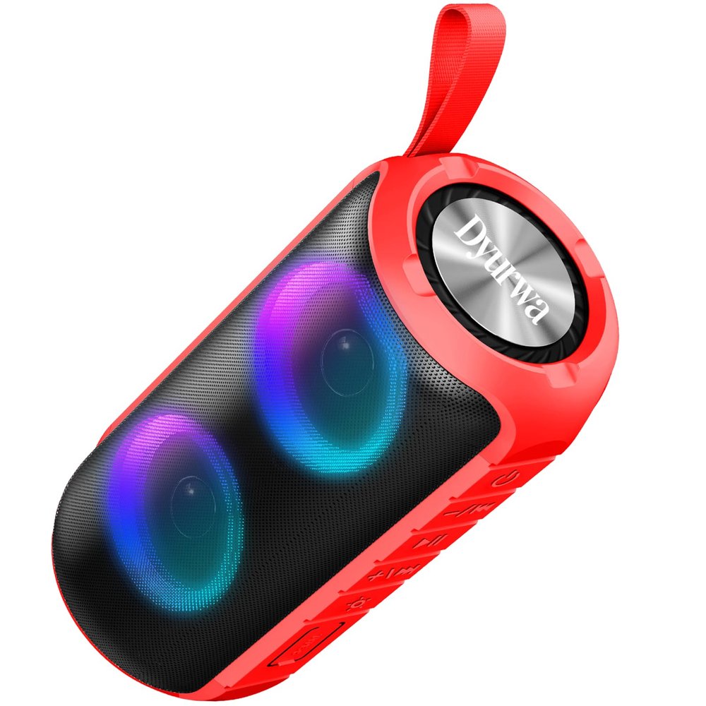 Bluetooth Speaker, 2026 NEW Portable Wireless Speaker, 24W Super Loud,TWS Pairing, Colorful RGB Lights, IPX7 Waterproof, 12H Playtime, HD Call for Outdoor/Home/Party/Beach, White Elephant Gift Red