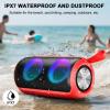Bluetooth Speaker, 2026 NEW Portable Wireless Speaker, 24W Super Loud,TWS Pairing, Colorful RGB Lights, IPX7 Waterproof, 12H Playtime, HD Call for Outdoor/Home/Party/Beach, White Elephant Gift Red view 2