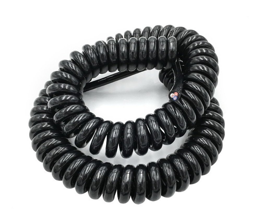 ACFFVBW Coiled Extension Cord, 1.2 Meter Black Wire Cable, Multi Core Pins Wires, 0.2mm .5mm Can Extend Tensile Power(3 core 17AWG,Line Length 2.5meter)