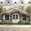 10X6ft Flower Backdrop Floral Retro House Photography Backdrops Rustic Garden Style Decoration Wedding Portrait Background Studio Photo Booth Props view 2