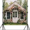 10X6ft Flower Backdrop Floral Retro House Photography Backdrops Rustic Garden Style Decoration Wedding Portrait Background Studio Photo Booth Props view 4