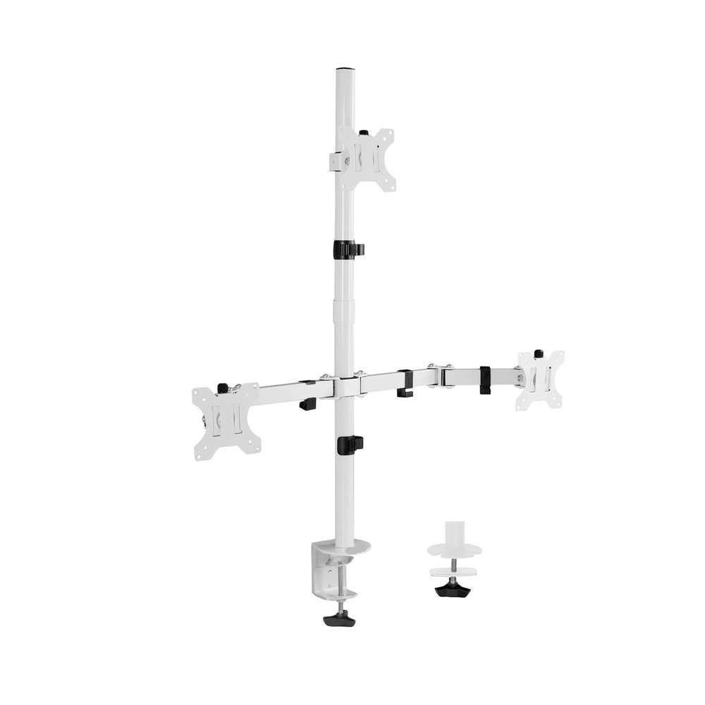 YTMJPQQJI White Triple Monitor Adjustable Desk Stand, 3 Screens up to 30 inches