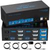 8K@60Hz HDMI Displayport KVM Switch 3 Monitors 2 Computers 4K@120Hz Triple Monitor KVM Switches for 2 PC Share 4 USB 3.0 Ports Support Extended & Copy Mode Desktop Controller 12V Adapter Included view 1