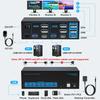 8K@60Hz HDMI Displayport KVM Switch 3 Monitors 2 Computers 4K@120Hz Triple Monitor KVM Switches for 2 PC Share 4 USB 3.0 Ports Support Extended & Copy Mode Desktop Controller 12V Adapter Included view 2