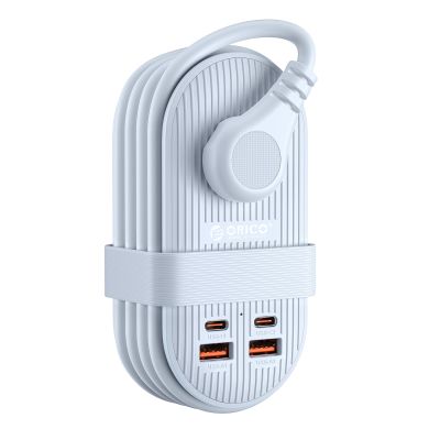 ORICO 65W USB Travel Power Strip, 7 in 1 Charging Station with 3AC, 2 USB-A, 2 USB-C, Flat Plug and 4ft Thin Extension Cord, Fast Charger for MacBook, iPad, iPhone 17/16/15 - TK65