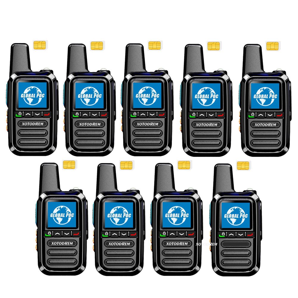 Global Lifetime Free Walkie Talkies Unlimited Range 4G LTE PoC(Push-to-Talk Over Cellular) Radios Nationwide PTT Two Way Radios Long Distance for Family, Logistics, Company 9pcs with sim Card