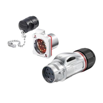 KETDDYEG BD24 Metal Aviation Plug Socket 10-core Quick-Plug Power Signal IP68 Industrial Connector(Metal Flange Reverse Installation)